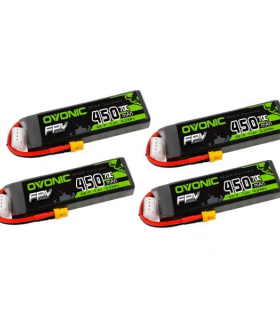  [4 Packs]Ovonic 450mah 2S1p 7.4V 70C Lipo Battery Pack with XT30 Plug for small FPV whoops - Ampow 4×Ovonic 450mah 2S1p 7.4V 70C Lipo Battery Pack with XT30 Plug for small FPV whoops