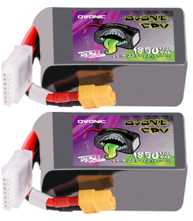 2×Ovonic Rebel 2.0 6S Lipo Battery 1850mah 120C 22.8V FPV Lipo Battery Pack with XT60 Plug for 5 to 6 inch FPV Drones Racing Freestyle Drones