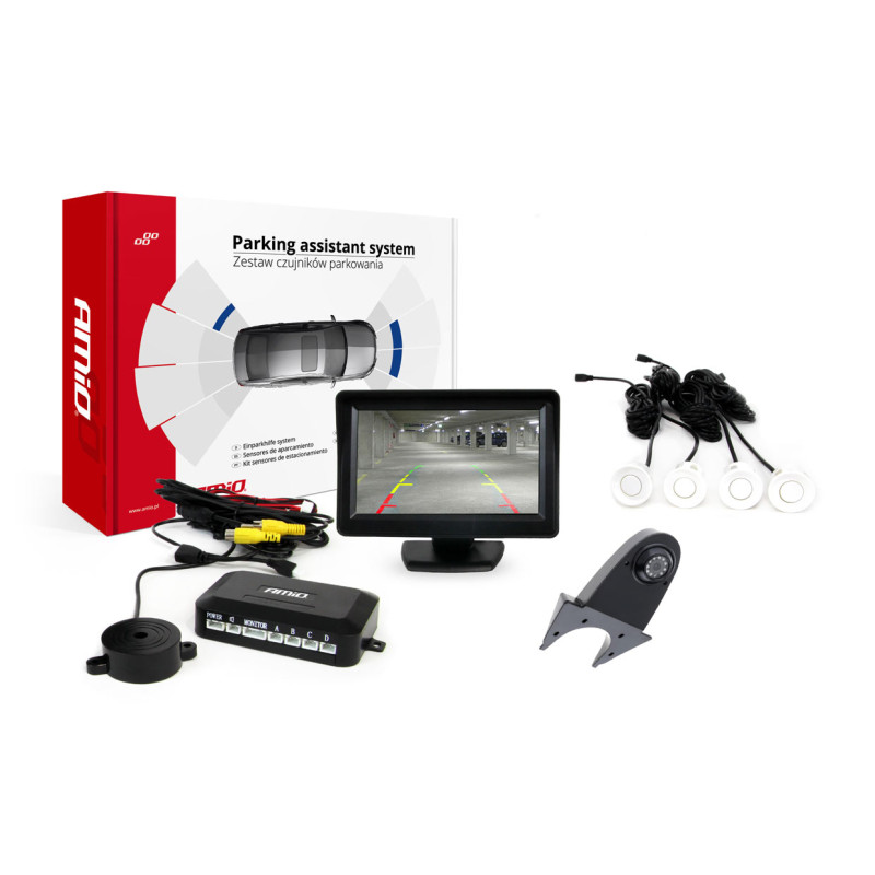 Amio - ΣΥΣΤΗΜΑ ΠΑΡΚΑΡΙΣΜΑΤΟΣ ΜΕ 4 ΡΑΝΤΑΡ ΛΕΥΚΑ ΚΑΜΕΡΑ INFRARED ΚΑΙ ΟΘΟΝΗ 4,3