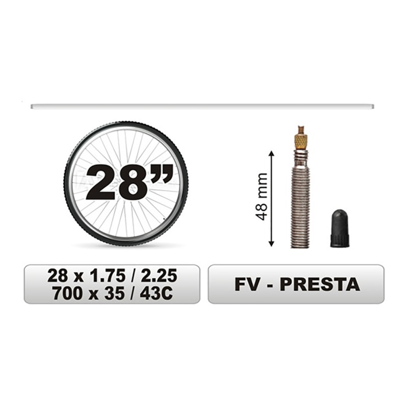 CarCommerce - ΣΑΜΠΡΕΛΑ ΠΟΔΗΛΑΤΟΥ 28x1.75/2,25 ΜΕΓΑΛΗ ΒΑΛΒΙΔΑ 48mm CAR COMMERCE - 1 ΤΕΜ. (68383-CC)