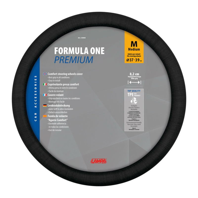 Lampa Κάλυμμα Τιμονιού Αυτοκινήτου Formula One 37-39εκ. Άοσμο Αντιιδρωτικό Ευρείας κάλυψης Μαύρο 1-τεμ. (L3306.8)