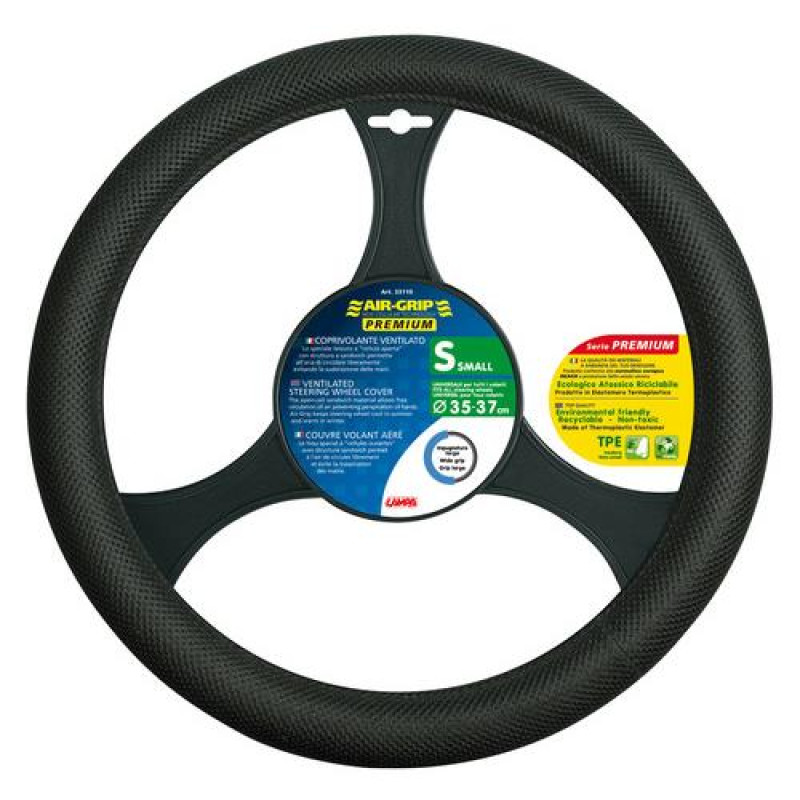 Lampa Κάλυμμα Τιμονιού Αυτοκινήτου Air-Grip Premium 35-37εκ. Άοσμο Πλεκτό Αντιιδρωτικό με αεριζόμενες κυψέλες Μαύρο - 1 τεμ (L3311.0)
