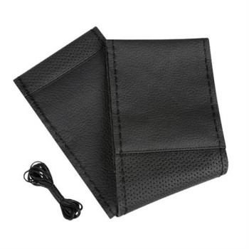 Lampa Κάλυμμα Τιμονιού Αυτοκινήτου Sport Leather Top Grip Δετό 37-39εκ. Λείο & Διάτρητο Γνήσιο Δέρμα Μαύρο με Μαύρη Ραφή 1-τεμ. (L3299.8)