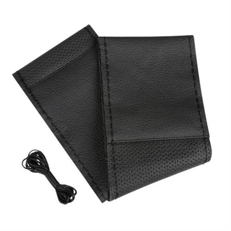 Lampa Κάλυμμα Τιμονιού Αυτοκινήτου Sport Leather Top Grip Δετό 37-39εκ. Λείο & Διάτρητο Γνήσιο Δέρμα Μαύρο με Μαύρη Ραφή 1-τεμ. (L3299.8)