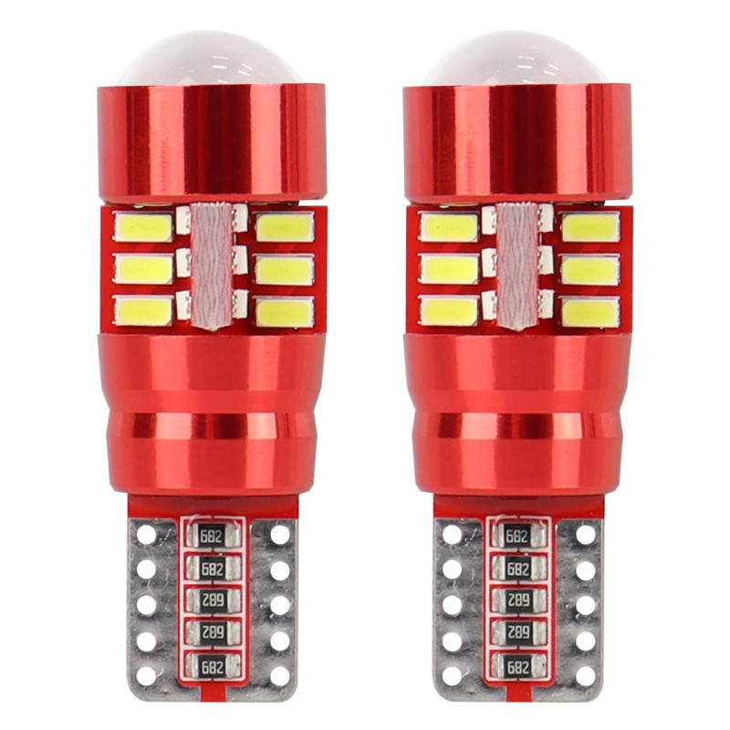 Amio – LED CANBUS T10 W5W 12V W2.1x9.5d 5600K 27xSMD 3014HP Καρφωτό Λευκό για Φώτα Θέσης & Εσωτερικού Αυτοκινήτου – 2 Τεμ. (01446/AM)