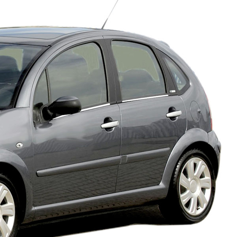 TRIM  ΠΑΡΑΘΥΡΩΝ ΑΥΤΟΚΟΛΛΗΤΑ ΧΡΩΜΙΟΥ ΜΕΤΑΛΛΙΚΑ ΓΙΑ CITROEN C3 5D 2002-2009 4ΤΕΜ.