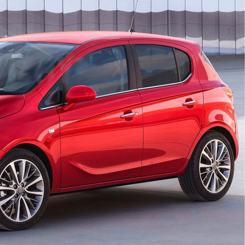 TRIM  ΠΑΡΑΘΥΡΩΝ ΑΥΤΟΚΟΛΛΗΤΑ ΧΡΩΜΙΟΥ ΓΙΑ OPEL CORSA E 5D 2015+ 6ΤΕΜ.