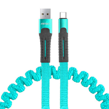 Amio - ΚΑΛΩΔΙΟ ΦΟΡΤΙΣΗΣ ΚΑΙ ΣΥΓΧΡΟΝΙΣΜΟΥ ΣΠΙΡΑΛ USB ΓΙΑ USB TYPE C 120cm FullLINK UC-14 - 1 τεμ. (02531/AM)