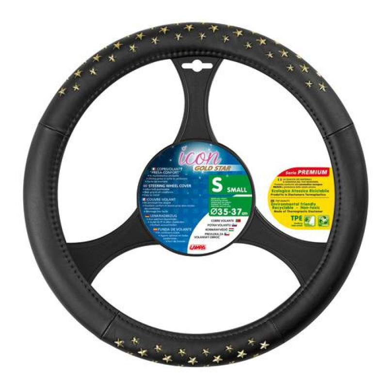 Lampa Κάλυμμα Τιμονιού Αυτοκινήτου ICON Stars 35-37εκ. Άοσμο με μεταλλικά αστέρια Ultra soft Skeentex Χρυσό 1-τεμ. (L3297.0)