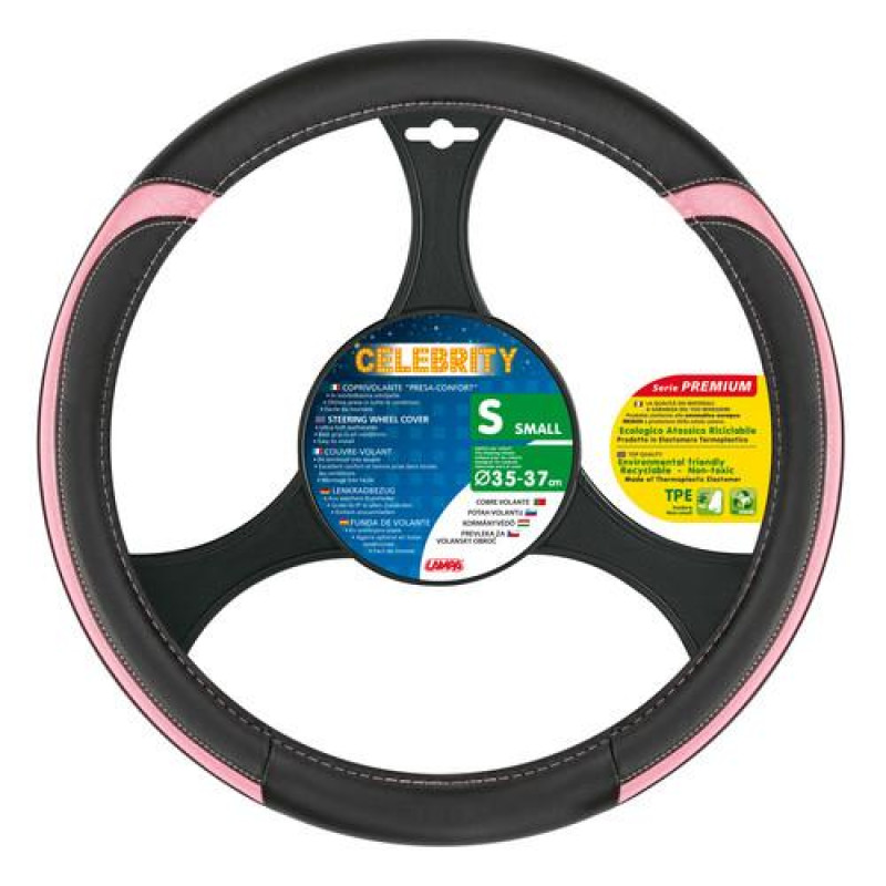 Lampa Κάλυμμα Τιμονιού Αυτοκινήτου Celebrity 35-37εκ. Άοσμο με μεταλλικό look Ultra soft Skeentex Μαύρο Ρόζ 1-τεμ. (L3298.0)