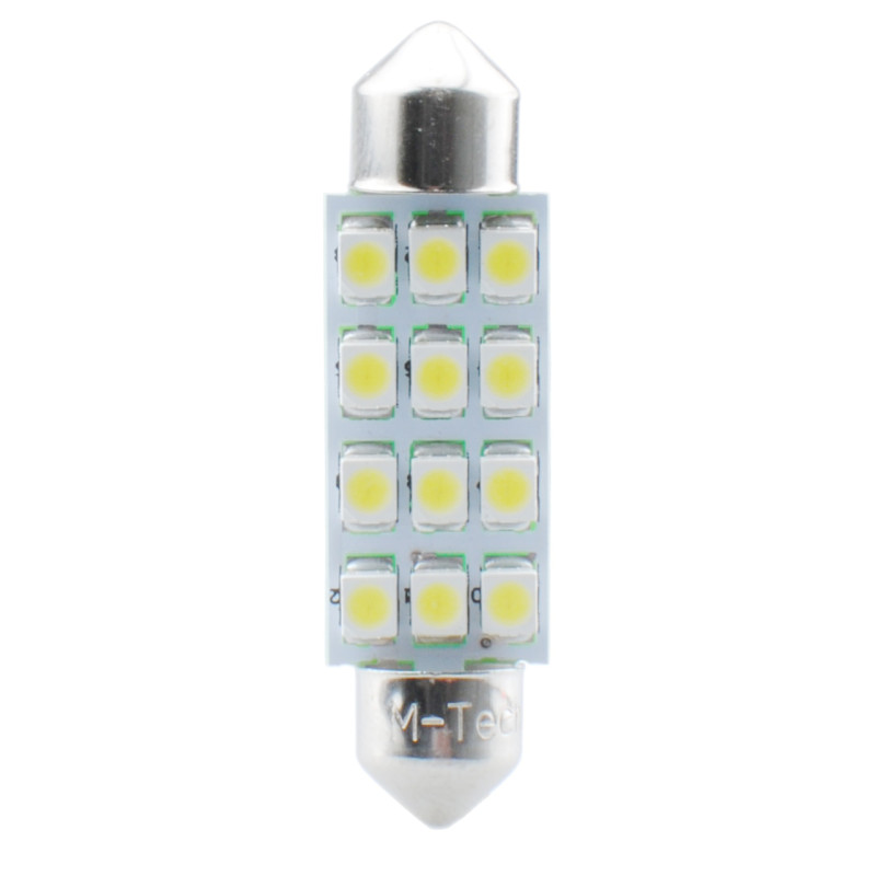 ΛΑΜΠΑΚΙΑ ΠΛΑΦΟΝΙΕΡΑΣ C5W/C10W 12V 0,96W SV8,5 41mm PREMIUM LED 12xSMD3528 ΛΕΥΚΟ 1ΤΕΜ.