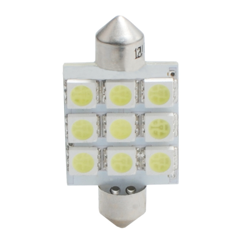 ΛΑΜΠΑΚΙΑ ΠΛΑΦΟΝΙΕΡΑΣ C5W/C10W 12V 1,44W SV8,5 41mm PREMIUM LED 9xSMD5050 ΛΕΥΚΟ 1ΤΕΜ.
