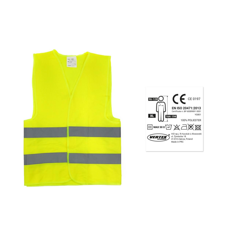 Amio - Ανακλαστικό Γιλέκο Ασφαλείας XL Φθορίζον Κίτρινο με Ανακλαστικές Ταινίες και Πιστοποίηση EN ISO για Μέγιστη Ορατότητα και Προστασία - 1 Τεμ. (01734/AM)