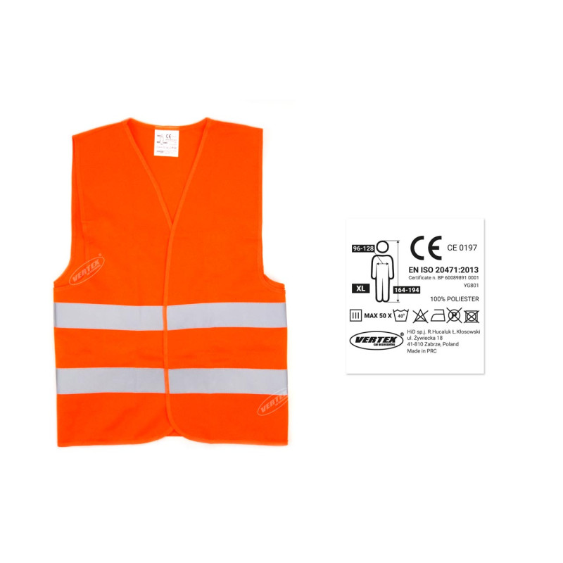 Amio - Ανακλαστικό Γιλέκο Ασφαλείας XL Φθορίζον Πορτοκαλί Πολυεστερικό με Ανακλαστικές Ταινίες και Πιστοποίηση EN ISO για Μέγιστη Ορατότητα - 1 Τεμ. (01735/AM)