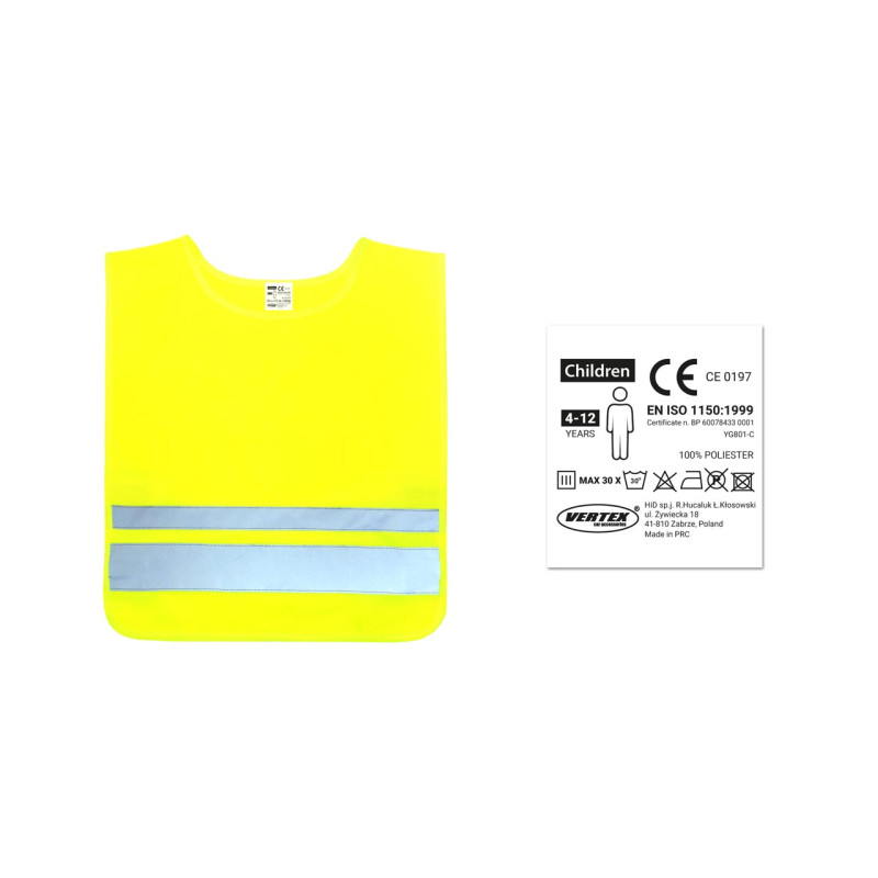 Amio - Παιδικό γιλέκο έκτακτης ανάγκης 100-140cm με ανακλαστικές λωρίδες πιστοποιημένο EN 17353 για υψηλή ορατότητα και ασφάλεια - 1 Τεμ. (01736/AM)