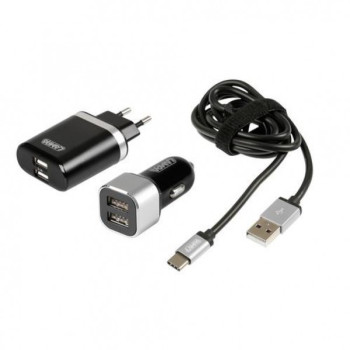 ΚΑΛΩΔΙΟ ΦΟΡΤΙΣΗΣ SILVER LINE USB TYPE C -100 cm (ΔΙΠΛΟΣ ΑΝΤΑΠΤΟΡΑΣ ΑΝΑΠΤΗΡΑ 12/24V ΚΑΙ ΠΡΙΖΑ 220 V)