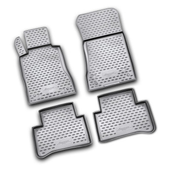 ΠΑΤΑΚΙΑ ΣΕ ΣΚΑΦΗ TPE ΛΑΣΤΙΧΟ ΓΙΑ MERCEDES CLS 10/2004-11/2010  ΣΕ ΑΝΘΡΑΚΙ ΣΚΟΥΡΟ ΓΚΡΙ ΧΡΩΜΑ NOVLINE - 4 ΤΕΜ.