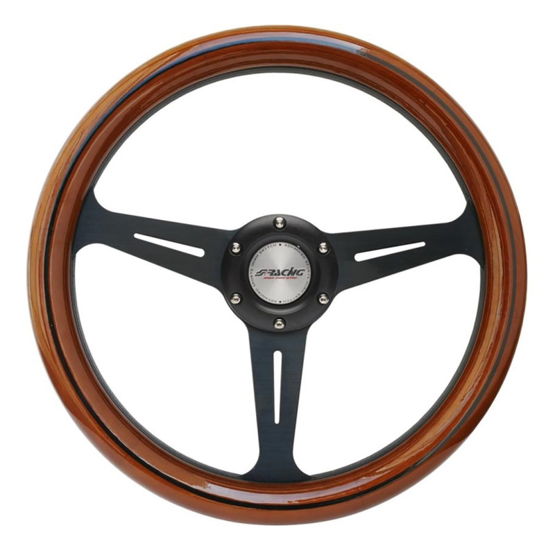 ΤΙΜΟΝΙ FUTA35 ΞΥΛΙΝΟ/ΜΑΥΡΟ ΤΡΙΑΚΤΙΝΟ ΔΙΑΜΕΤΡΟΣ 350mm ΠΑΧΟΣ 95mm SIMONI RACING - 1 ΤΕΜ.