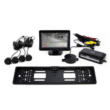 Amio – Σύστημα Παρκαρίσματος με 4 Αισθητήρες Μαύρους 22mm, Κάμερα CAM-402 Νυχτερινής Όρασης & Οθόνη 4.3