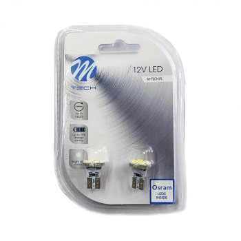 R5W/R10W 12V BA15s LED 3xSMD5050 ΛΕΥΚΟ (ΜΟΝΟΠΟΛΙΚΟ) BLISTER 2ΤΕΜ. M-TECH