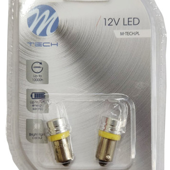 T4W 12V 1W BA9s (ΜΙΝΙΟΝ) LED 1xHP ΚΙΤΡΙΝΗ BLISTER  M-TECH -2ΤΕΜ.