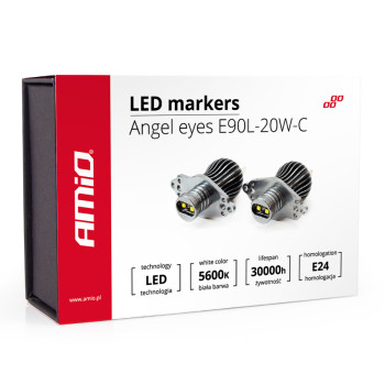 Amio – LED Λαμπάκια Angel Eyes 20W 340lm 5600K CANBUS για BMW Σειρά 3 E90 Sedan / E91 Station Wagon 2008 (LCI Halogen) για Καθαρό Λευκό Φως & Χωρίς Σφάλματα – Σετ 2 Τεμ. (01542/AM)