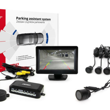 Amio – Σύστημα Παρκαρίσματος 12V Σειρά GOLD με 4 Αισθητήρες Μαύρους 18mm, Κάμερα HD-301 & Οθόνη TFT01 για Διακριτική Εγκατάσταση & Ασφαλές Παρκάρισμα – 1 Τεμ. (01580/AM)