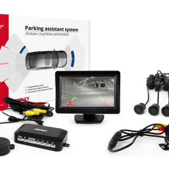 Amio - Σύστημα Παρκαρίσματος με 4 αισθητήρες, κάμερα HD-315 και οθόνη TFT01 τύπου Gold τάση λειτουργίας 12V διάσταση 18mm χρώμα Μαύρο για Επιβατικά Αυτοκίνητα - 1 σετ (01101/AM)