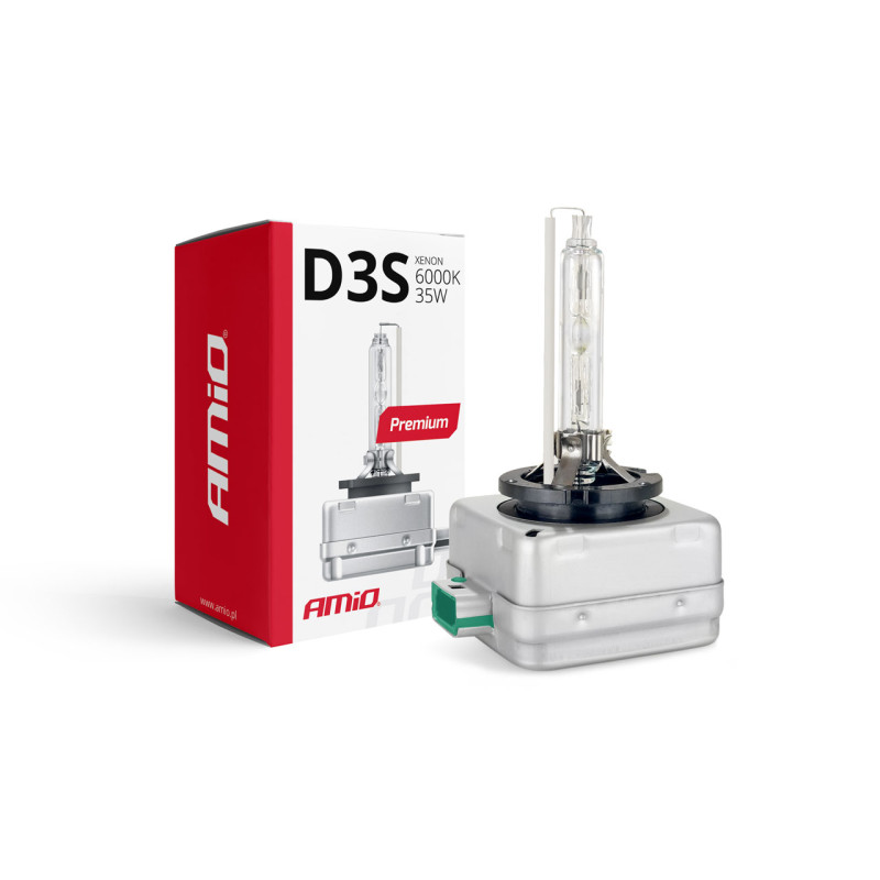Amio - Λάμπα Xenon D3S 6000K 35W 12V Premium για αντικατάσταση εργοστασιακών και aftermarket xenon με καθαρό λευκό φωτισμό και σταθερή απόδοση με ενσωματωμένο igniter - 1 Τεμ. (01979/AM)