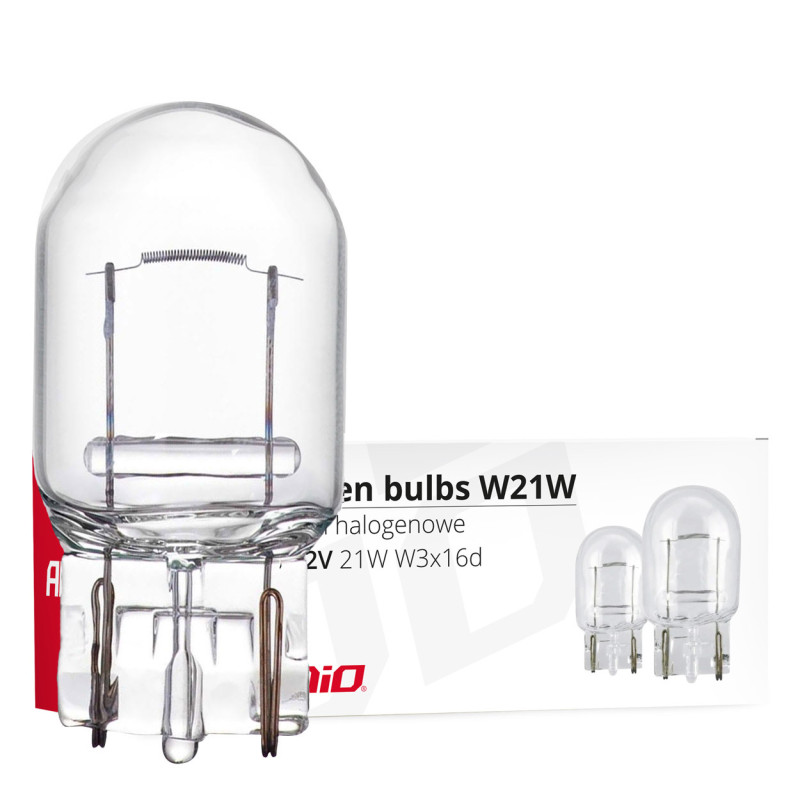 Amio - W21W (T20) 12V 21W W3x16d (ΚΑΡΦΩΤΟ ΑΚΑΛΥΚΟ) ΑΛΟΓΟΝΟΥ - 10 ΤΕΜ. (02551/AM)