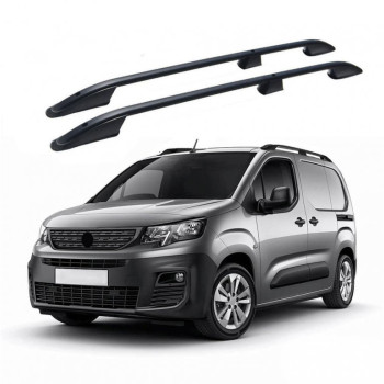 ΜΠΑΡΕΣ ΟΡΟΦΗΣ ΓΙΑ  OPEL COMBO / PEUGEOT PARTNER / RIFTER 2019+ ΠΑΡΑΛΛΗΛΕΣ ΑΛΟΥΜΙΝΙΟΥ L1 ΜΑΥΡΕΣ ΟMTEC - 2 TEM.