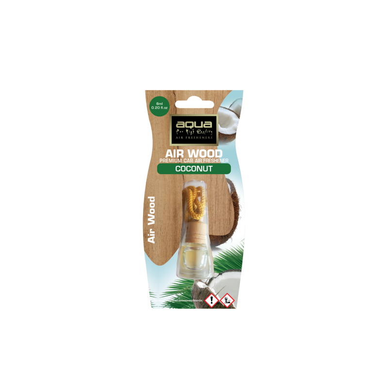 Aqua - ΑΡΩΜΑΤΙΚΟ ΑΥΤΟΚΙΝΗΤΟΥ ΚΡΕΜΑΣΤΟ ΜΠΟΥΚΑΛΑΚΙ ΜΕ ΑΡΩΜΑ ΚΑΡΥΔΑ (COCONUT) AIR WOOD AQUA - 1 TEM. (10-455/AQ)