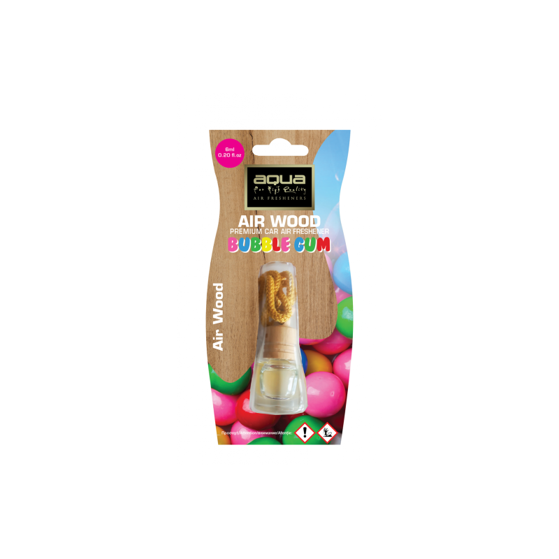 Aqua - ΑΡΩΜΑΤΙΚΟ ΑΥΤΟΚΙΝΗΤΟΥ ΚΡΕΜΑΣΤΟ ΜΠΟΥΚΑΛΑΚΙ ΜΕ ΑΡΩΜΑ ΤΣΙΧΛΟΦΟΥΣΚΑ (BUBBLE GUM) AIR WOOD AQUA - 1 TEM. (10-493/AQ)