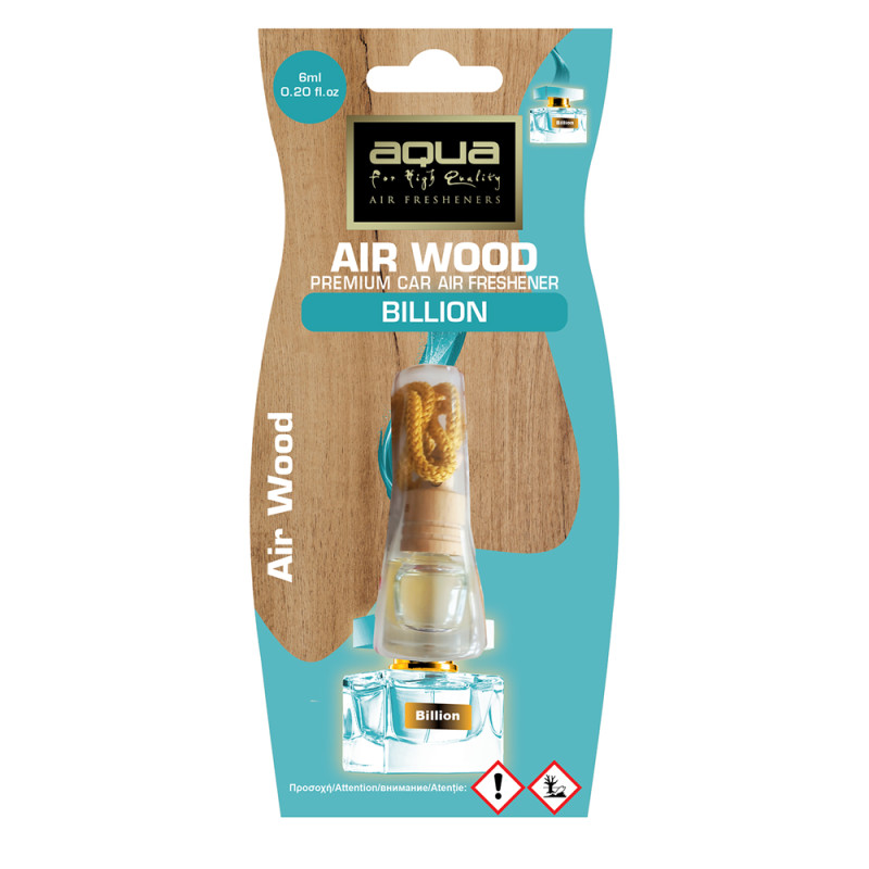 Aqua - ΑΡΩΜΑΤΙΚΟ ΑΥΤΟΚΙΝΗΤΟΥ ΚΡΕΜΑΣΤΟ ΜΠΟΥΚΑΛΑΚΙ ΜΕ ΑΡΩΜΑ BILLION AIR WOOD AQUA - 1 TEM. (10-441/AQ)