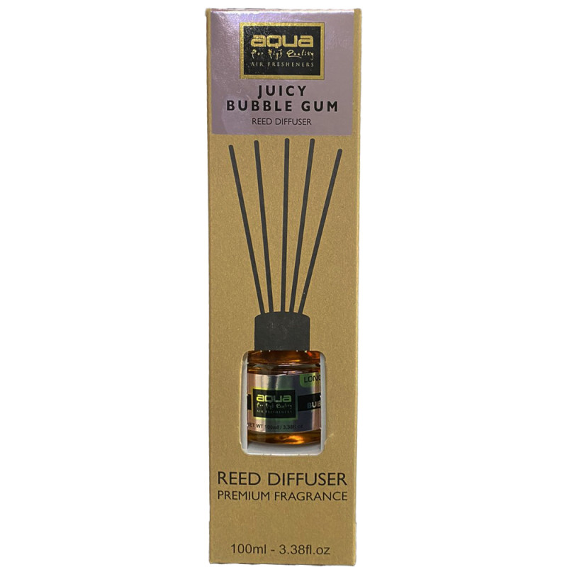 Aqua - Αρωματικό Χώρου Juicy Bubblegum Home Reed Diffuser με 6 Στικς Aqua 100 ml - 1 τμχ (10-846/AQ)