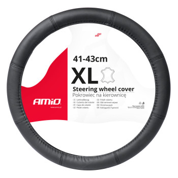 Amio - ΚΑΛΥΜΜΑ ΤΙΜΟΝΙΟΥ ΑΠΟ ΤΕΧΝΟΔΕΡΜΑ 41-43CM SWC-48-XL ΣΕ ΜΑΥΡΟ ΧΡΩΜΑ ΜΕ ΜΑΥΡΕΣ ΡΑΦΕΣ - 1 ΤΕΜ. (03548/AM)