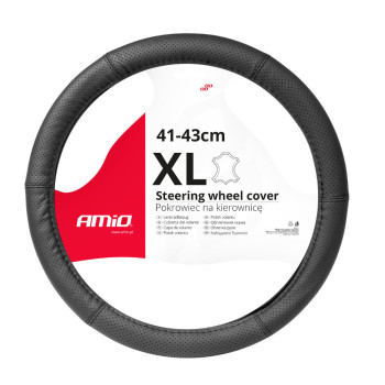 Amio - ΚΑΛΥΜΜΑ ΤΙΜΟΝΙΟΥ ΑΠΟ ΤΕΧΝΟΔΕΡΜΑ (ΧL) 41-43cm SWC-50-ΧL ΣΕ ΜΑΥΡΟ ΧΡΩΜΑ ΤΡΥΠΗΤΟ ΜΕ ΜΑΥΡΕΣ ΡΑΦΕΣ - 1 ΤΕΜ. (03558/AM)