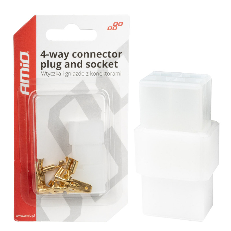 Amio - ΦΙΣΑ ΣΥΝΔΕΣΗΣ ΚΑΛΩΔΙΩΝ 4 ΥΠΟΔΟΧΩΝ ΜΕ ΠΛΑΣΤΙΚΟ ΚΟΥΜΠΩΜΑ - 1 σετ. (03514/AM)