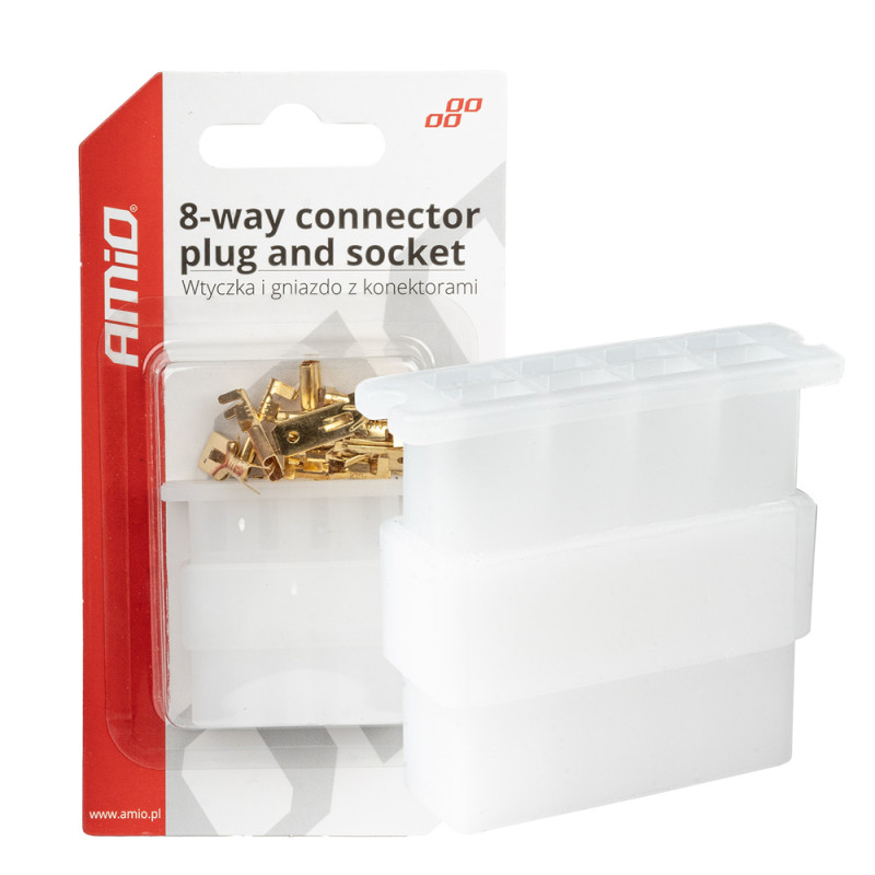 Amio - ΦΙΣΑ ΣΥΝΔΕΣΗΣ ΚΑΛΩΔΙΩΝ 8 ΥΠΟΔΟΧΩΝ ΜΕ ΠΛΑΣΤΙΚΟ ΚΟΥΜΠΩΜΑ - 1 σετ. (03516/AM)