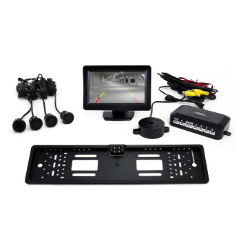 Amio – Σύστημα Παρκαρίσματος Σειρά GOLD με 4 Αισθητήρες Μαύρους 18mm, Κάμερα CAM-402 LED & Οθόνη 4.3