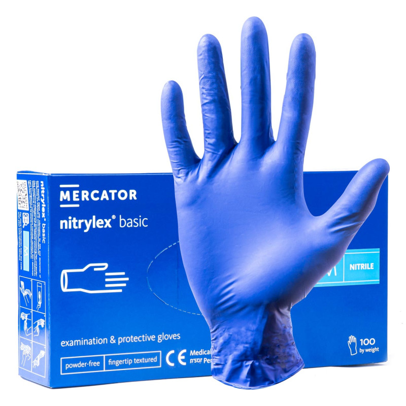 Amio - ΓΑΝΤΙΑ ΝΙΤΡΙΛΙΟΥ MERCATOR NITRYLEX BASIC ΣΕ ΜΠΛΕ ΧΡΩΜΑ MEDIUM (M) - 100 ΤΕΜ. (MER02957/AM)