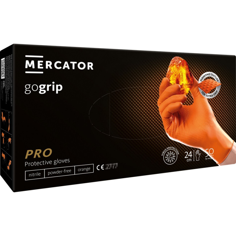 Amio - ΓΑΝΤΙΑ ΝΙΤΡΙΛΙΟΥ MERCATOR GOGRIP ΣΕ ΠΟΡΤΟΚΑΛΙ ΧΡΩΜΑ SMALL (S) - 50 ΤΕΜ. (MER20334/AM)