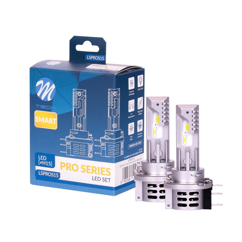 ΛΑΜΠΑ LED H15 12V IP65 6.000K 4.600lm LED SET PRO SMART SERIES M-TECH - 2 ΤΕΜ.