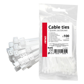 Amio - ΔΕΜΑΤΙΚΑ/ΔΕΤΙΚΑ ΚΑΛΩΔΙΩΝ TIE WRAP (ΤΑΙΡΑΠ) 2.5 x 100mm (ΛΕΥΚΟ) - 100 ΤΕΜ. (04305/AM)