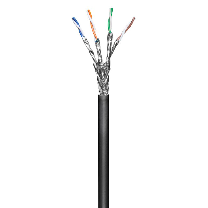 GOOBAY καλώδιο δικτύου 57197, CAT 6 S/FTP, CCA, έως 40m, 100m, μαύρο
