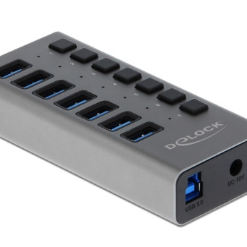 DELOCK USB hub 63669 με διακόπτες, 7x θυρών, 5Gbps, γκρι