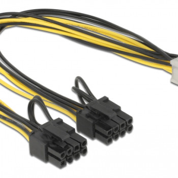 DELOCK καλώδιο PCIe 6pin σε 2x 8pin 83433, 30cm