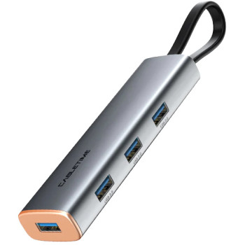 CABLETIME USB hub CT-HUBP4, 4x θυρών, 5Gbps, USB-C σύνδεση, γκρι