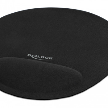 DELOCK mousepad 12040 με gel στήριγμα καρπού, 230 x 202mm, μαύρο