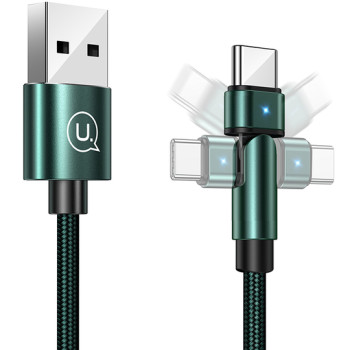 USAMS καλώδιο USB-C σε USB SJ477, περιστρεφόμενο βύσμα, 2A, 1m, πράσινο